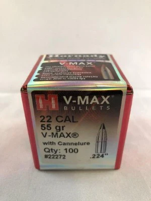Hornady 22cal 55gr V-Max w/ Cannelure - Image 2