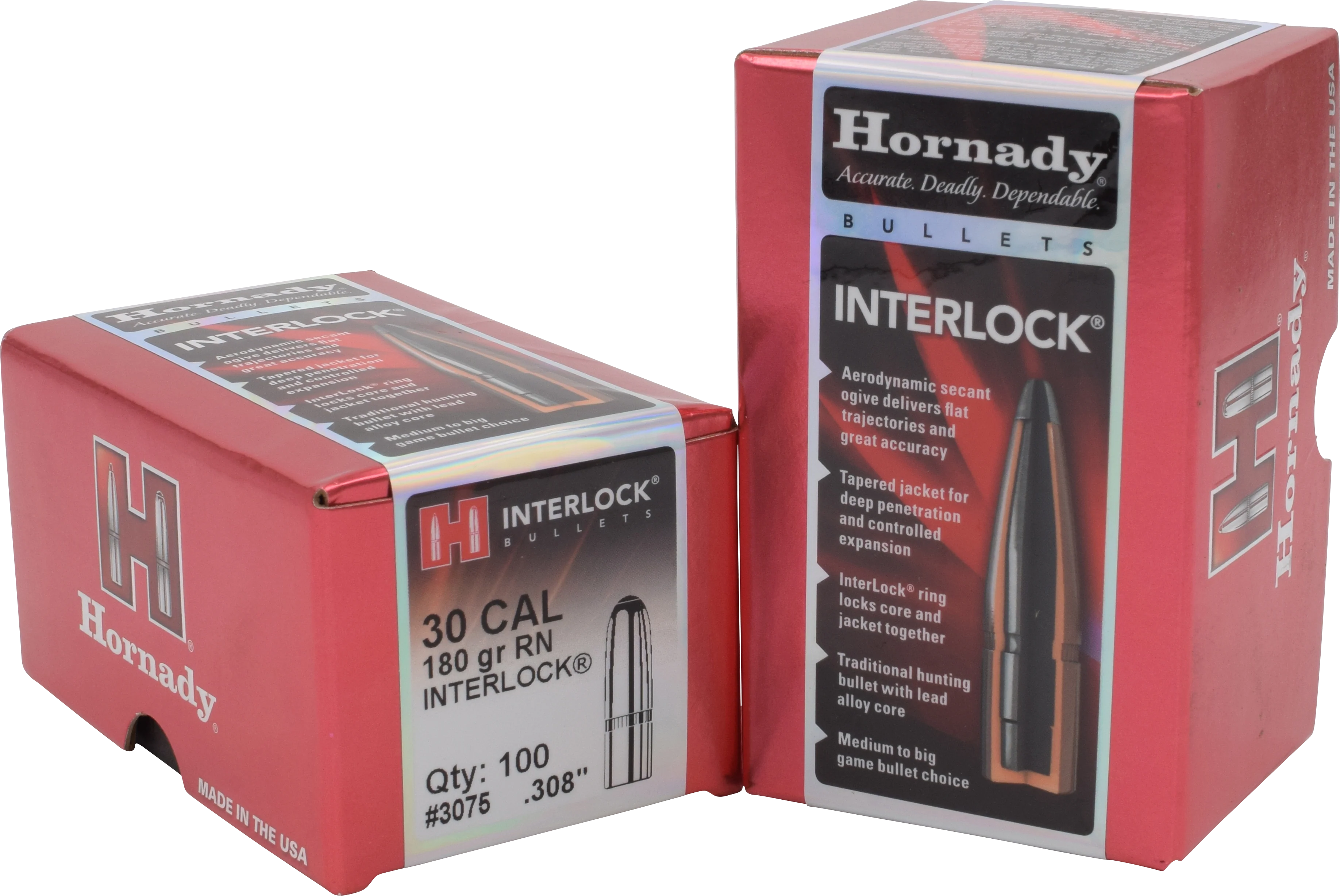 Hornady 30cal 180gr RN #3075
