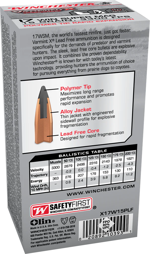 Winchester 17 Win Super Mag 15gr Polymer Tip - Image 2