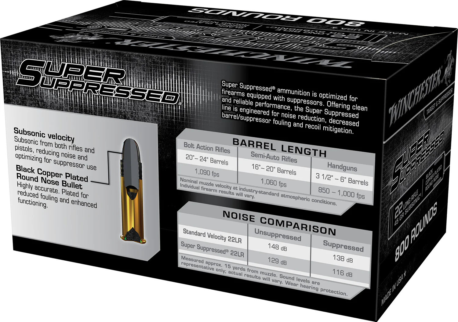 Winchester 22LR 45gr Subsonic Lead Round Nose 800RD - Image 2