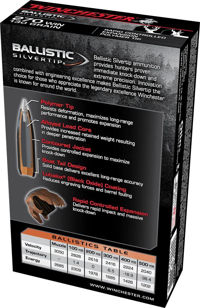 Winchester 270 Win 130gr Ballistic Silver Tip - Image 2